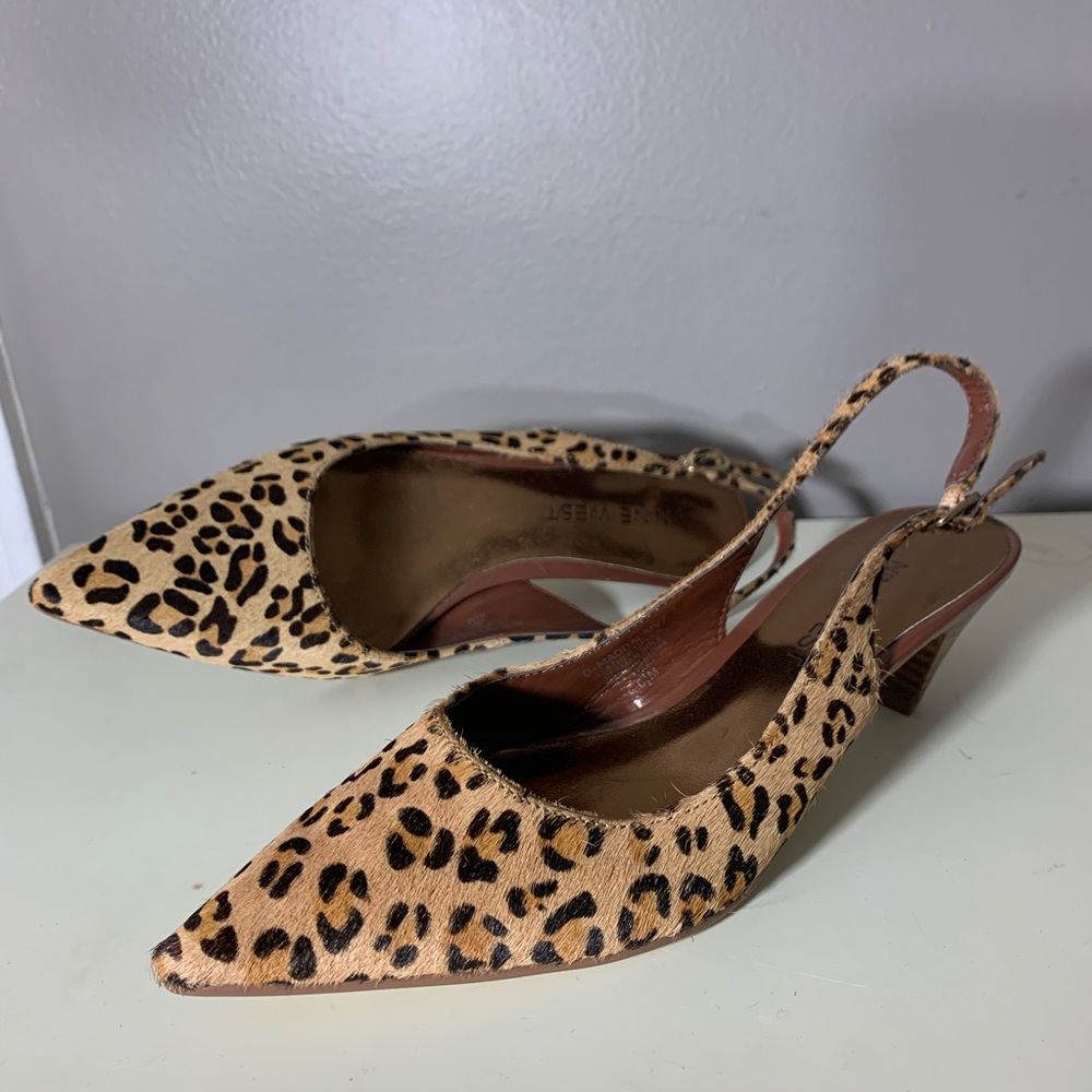 Nine West Faux Leopard Mule Heels
